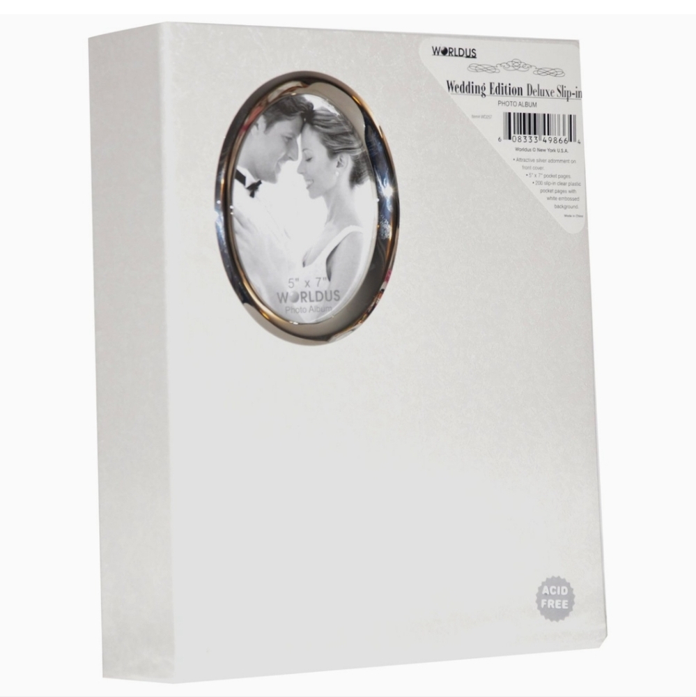 Worldus 200 Pocket White 5x7 Photo Wedding Albums